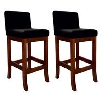Kit 2 Banquetas Alta Estofada para Bancada em Madeira Castanho Melody Suede Preto Kit 2 Banquetas Alta Estofada para Bancada em Madeira Castanho Melody Suede Preto