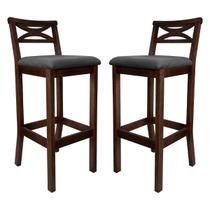 Kit 2 Banquetas Alta Estofada para Bancada Madri Madeira Capuccino Suede CCS