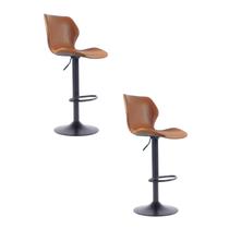 Kit 2 Banquetas Alta Giratória com Encosto Couro Bristol Fratini Caramelo Kit 2 Banquetas Alta Giratória com Encosto Couro Bristol Fratini Caramelo