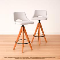 Kit 2 Banquetas Alta Giratória em Madeira Com Apoio de Pés Para Bancadas Pubs e Bares Salão de Festas Restaurantes