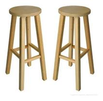 Kit 2 Banquetas Alta Hardman Madeira Natura Assento Redondo