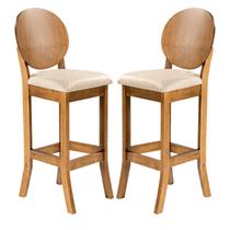Kit 2 Banquetas Alta para Área Gourmet 113 x 36 Cm Florence Madeira Maciça Linho Bege M58 - RMI Kit 2 Banquetas Alta para Área Gourmet 113 x 36 Cm Florence Madeira Maciça Linho Bege M58 - RMI