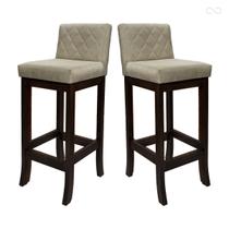 Kit 2 Banquetas Alta para Balcão de Cozinha Tóquio Madeira Maciça Matelassê Suede Bege CCS Kit 2 Banquetas Alta para Balcão de Cozinha Tóquio Madeira Maciça Matelassê Suede Bege CCS