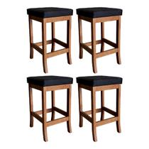 Kit 2 Banquetas Alta para Bancada Barcelona Madeira Castanho Suede CCS