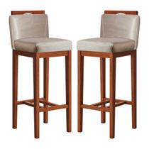 Kit 2 Banquetas Alta para Bancada Ilha 38x102 Cm Líbia Madeira Maciça Suede Bege CCS Kit 2 Banquetas Alta para Bancada Ilha 38x102 Cm Líbia Madeira Maciça Suede Bege CCS