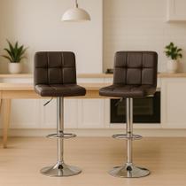 Kit 2 Banquetas Alta Para Bar Balcão Bancada Cozinha Americana Giratória Gomos Marrom Kit 2 Banquetas Alta Para Bar Balcão Bancada Cozinha Americana Giratória Gomos Marrom