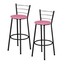 Kit 2 Banquetas Alta Para Cozinha Balcão Epoxi Preta Cristal