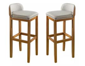 Kit 2 Banquetas Alta Tecido Em Linho Quadrada Estilo Rustico Ultra Moderna Para Cozinha e Balcão