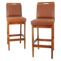 Kit 2 Banquetas Altas 70cm Estofada material sintético Cozinha Bancada Americana Gourmet Madeira de Eucalipto Kit 2 Banquetas Altas 70cm Estofada material sintético Cozinha Bancada Americana Gourmet Madeira de Eucalipto