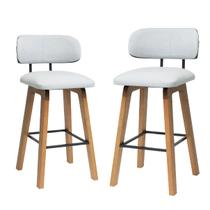 Kit 2 Banquetas Altas Aurora Assento Encosto Estofado Madeira Maciça Cozinha Bancada Area Gourmet Conjunto Americana