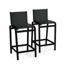 Kit 2 Banquetas Altas Bancada Alumínio Preto Tela Preto Kit 2 Banquetas Altas Bancada Alumínio Preto Tela Preto