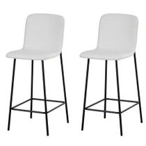 Kit 2 Banquetas Altas Celeste Rivatti 98cm (Altura) Em Tecido Off White e Base em Aço Pintada à Pó Kit 2 Banquetas Altas Celeste Rivatti 98cm (Altura) Em Tecido Off White e Base em Aço Pintada à Pó