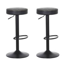 Kit 2 Banquetas Altas Com Encosto Baixo Estofado Para Cozinha Balcão Bancada Ilha Luxo Viena Preta