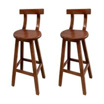 Kit 2 Banquetas Altas de Madeira com Encosto Girafa Imbuia