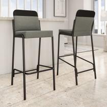 Kit 2 Banquetas Altas Duo Carraro Grafite e Preto