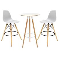 Kit 2 Banquetas Altas Eiffel com Mesa Bistrô Preta para Cozinha, Área Gourmet e Espaços Comerciais Compacto e Funcional Kit 2 Banquetas Altas Eiffel com Mesa Bistrô Preta para Cozinha, Área Gourmet e Espaços Comerciais Compacto e Funcional