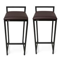 Kit 2 Banquetas Altas Estofadas Industrial Cozinha Americana Bancada Balcão Gourmet Com Encosto Cor:Marrom Kit 2 Banquetas Altas Estofadas Industrial Cozinha Americana Bancada Balcão Gourmet Com Encosto Cor:Marrom