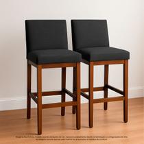 Kit 2 Banquetas Altas Gold Estofadas com Encosto Linho Madeira Maciça para Cozinha Bancada Gourmet Bistro Kit 2 Banquetas Altas Gold Estofadas com Encosto Linho Madeira Maciça para Cozinha Bancada Gourmet Bistro