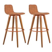 Kit 2 Banquetas Altas Luxo Versatil Aço Cobre Linho Terracota Base Carvalho Kit 2 Banquetas Altas Luxo Versatil Aço Cobre Linho Terracota Base Carvalho