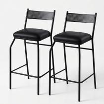 Kit 2 Banquetas Altas para Balcão Bistrô Bancada Reforçadas em Aço Conforto