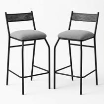 Kit 2 Banquetas Altas para Balcão Bistrô Bancada Reforçadas em Aço Conforto