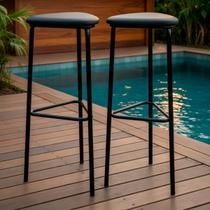 Kit 2 Banquetas Altas Triangular Metal Estilo Industrial Gourmet