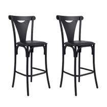Kit 2 Banquetas Altas Viena em Aço Preto para Cozinha e Bancada Gourmet com Assento material sintético - Preto Kit 2 Banquetas Altas Viena em Aço Preto para Cozinha e Bancada Gourmet com Assento material sintético - Preto