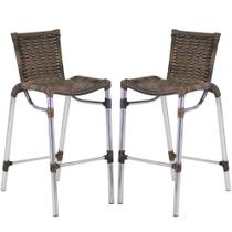 Kit 2 Banquetas Alumínio Fortaleza Alta Para Balcão Cozinha Bar Trama Original