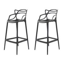 Kit 2 Banquetas Aviv Allegra Solna Fratini 109 cm (altura) Polipropileno Cor Preto