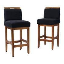 Kit 2 Banquetas Baixa 63cm Estofadas Madeira Linho com Encosto Cozinha Bar Area Gourmet Cozinha Americana Bistrô Kit 2 Banquetas Baixa 63cm Estofadas Madeira Linho com Encosto Cozinha Bar Area Gourmet Cozinha Americana Bistrô