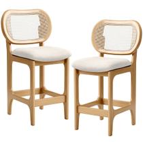 Kit 2 Banquetas Baixa Bar Cozinha Sala de Jantar Betta L02 Mel Tela Linho Cru - Lyam Decor Kit 2 Banquetas Baixa Bar Cozinha Sala de Jantar Betta L02 Mel Tela Linho Cru - Lyam Decor