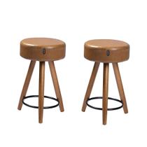 Kit 2 Banquetas Baixa Cozinha Estrutura Madeira - Milton -