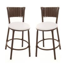 KIT 2 Banquetas Baixa Encapada Junco ARGILA Area Gourmet