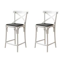 Kit 2 Banquetas Baixa Katrina Alta Resistencia e Durabilidade Assento Preto Aço Branco Kit 2 Banquetas Baixa Katrina Alta Resistencia e Durabilidade Assento Preto Aço Branco