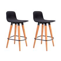 Kit 2 Banquetas Baixa Linea Aço Preto Assento Preto