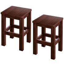Kit 2 Banquetas Baixa Nemargi Madeira Maciça Cor Castanho Kit 2 Banquetas Baixa Nemargi Madeira Maciça Cor Castanho