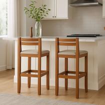 Kit 2 Banquetas Baixa para Ilha Cozinha Gourmet Madeira Maciça