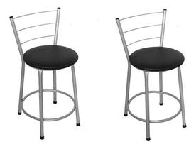 Kit 2 Banquetas Baixa Prata Aramada Cozinha Balcão Mesa Bar