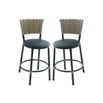 Kit 2 Banquetas Baixas com Encosto Junco Capuccino 70cm Perfeitas Cozinha Bar Balcão Área de Lazer Kit 2 Banquetas Baixas com Encosto Junco Capuccino 70cm Perfeitas Cozinha Bar Balcão Área de Lazer