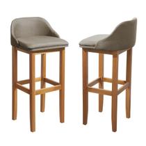 Kit 2 Banquetas Balcão Estofada Realeza 100cm Madeira Eucalipto - Marrom