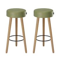 Kit 2 Banquetas Banco Alto Londres material sintético Bar Cozinha Pés Madeira Mz Decor