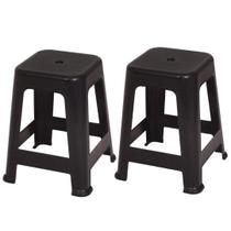 Kit 2 Banquetas Banco Plástica Banquinho Cadeira Mor Suporta 120kg Reforçada Praia Camping