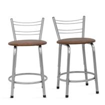 Kit 2 Banquetas Bancos Baixa 45cm Flórida Estrutura Prata Mesa Bistrô Cozinha Americana, Bar, Bancada, Área Gourmet