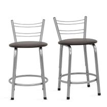 Kit 2 Banquetas Bancos Baixa 45cm Flórida Estrutura Prata Mesa Bistrô Cozinha Americana, Bar, Bancada, Área Gourmet Kit 2 Banquetas Bancos Baixa 45cm Flórida Estrutura Prata Mesa Bistrô Cozinha Americana, Bar, Bancada, Área Gourmet
