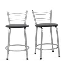Kit 2 Banquetas Bancos Baixa 45cm Flórida Estrutura Prata Mesa Bistrô Cozinha Americana, Bar, Bancada, Área Gourmet Kit 2 Banquetas Bancos Baixa 45cm Flórida Estrutura Prata Mesa Bistrô Cozinha Americana, Bar, Bancada, Área Gourmet