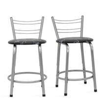 Kit 2 Banquetas Bancos Baixa 45cm Flórida Estrutura Prata Mesa Bistrô Cozinha Americana, Bar, Bancada, Área Gourmet