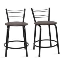 Kit 2 Banquetas Bancos Baixa 45cm Flórida Estrutura Preta Mesa Bistrô Cozinha Americana, Bar, Bancada, Área Gourmet