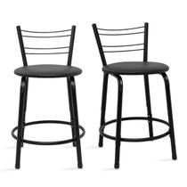 Kit 2 Banquetas Bancos Baixa 45cm Flórida Estrutura Preta Mesa Bistrô Cozinha Americana, Bar, Bancada, Área Gourmet Kit 2 Banquetas Bancos Baixa 45cm Flórida Estrutura Preta Mesa Bistrô Cozinha Americana, Bar, Bancada, Área Gourmet