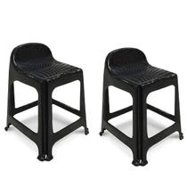 Kit 2 Banquetas Banquinho Plástico 59x44x40CM Com Encosto 25638PM Arqplast