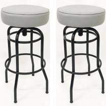 Kit 2 Banquetas Bar Alta Giratória Preta Assento Cinza - Poltronas do Sul Kit 2 Banquetas Bar Alta Giratória Preta Assento Cinza - Poltronas do Sul